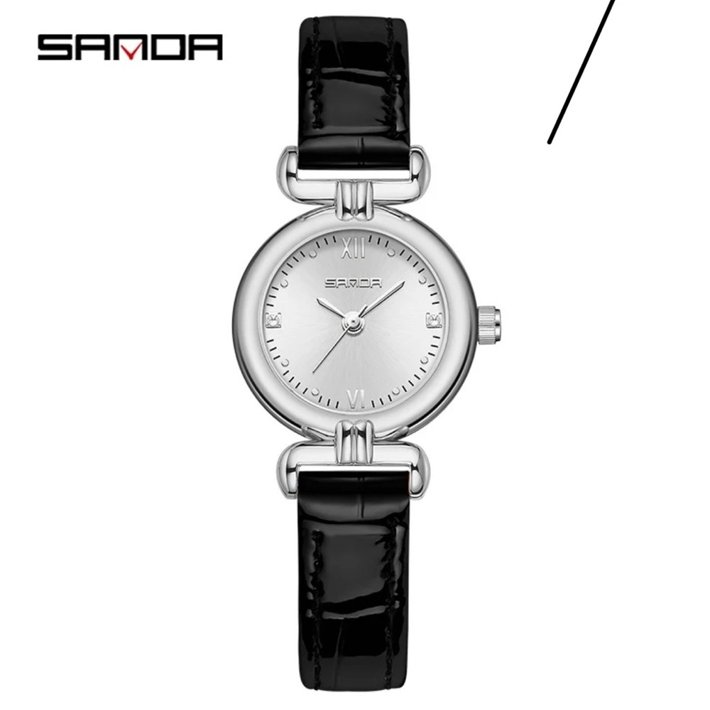 Black and Silver Watch with Crystal Accents